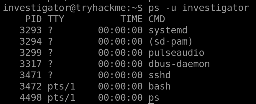 ps -u investigator